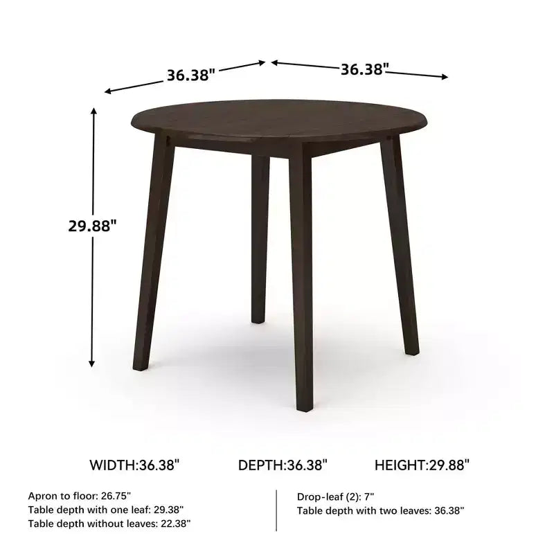 Tavolo da pranzo Hammis con piano rotondo a ribalta in legno/marrone scuro – Signature Design by Ashley: design compatto e salvaspazio, 4 posti a sedere