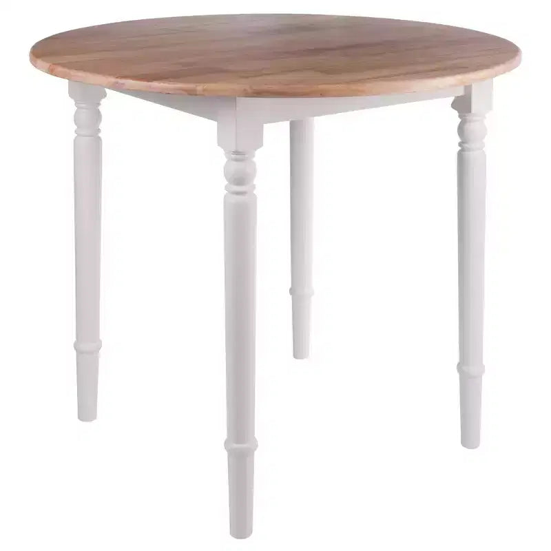 Set tavolo da pranzo Sorella 5 pezzi Naturale/Bianco - Winsome: Foglia a goccia rotonda, Legno massello, 4 sedie Windsor