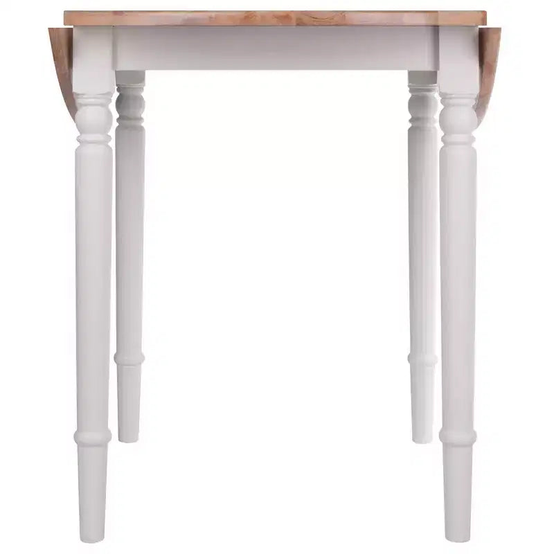 Set tavolo da pranzo Sorella 5 pezzi Naturale/Bianco - Winsome: Foglia a goccia rotonda, Legno massello, 4 sedie Windsor
