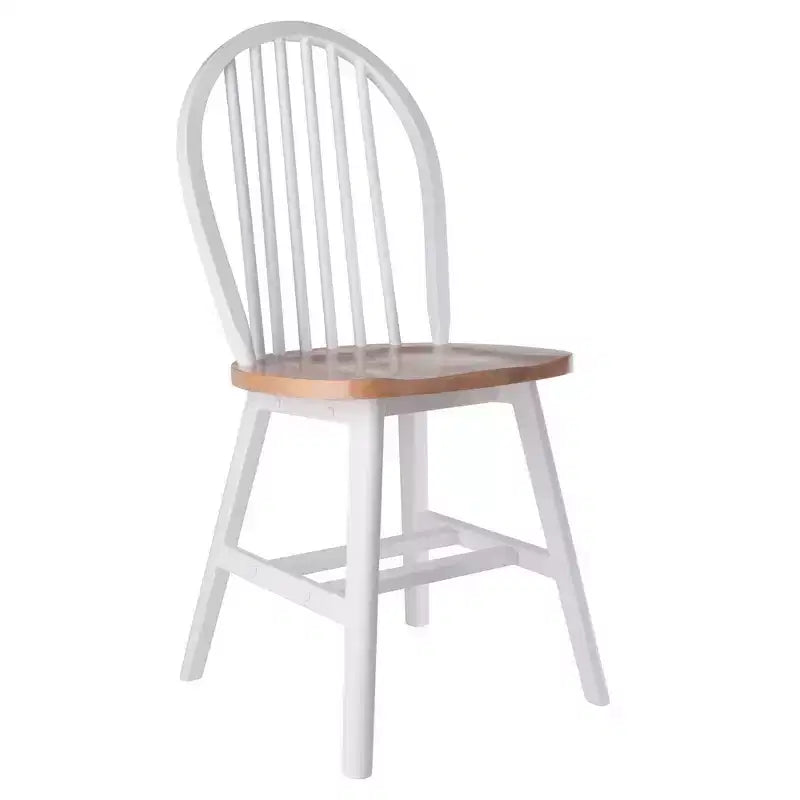 Set tavolo da pranzo Sorella 5 pezzi Naturale/Bianco - Winsome: Foglia a goccia rotonda, Legno massello, 4 sedie Windsor