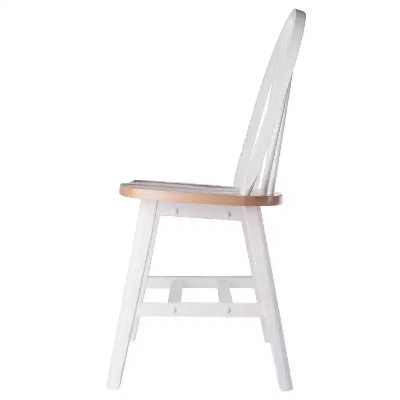 Set tavolo da pranzo Sorella 5 pezzi Naturale/Bianco - Winsome: Foglia a goccia rotonda, Legno massello, 4 sedie Windsor