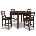 Coviar Counter Height Dining Table Set Brown - Signature Design by Ashley: 5-Piece, Faux Leather Chairs, Wood Frame