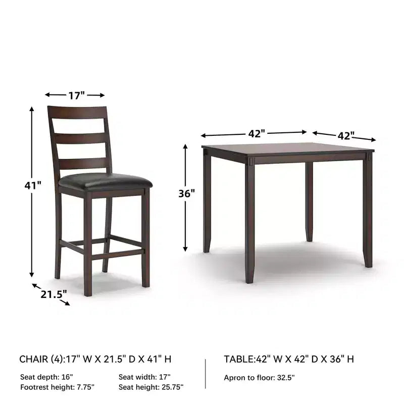 Set tavolo da pranzo Coviar ad altezza bancone marrone - Signature Design by Ashley: 5 pezzi, sedie in similpelle, struttura in legno