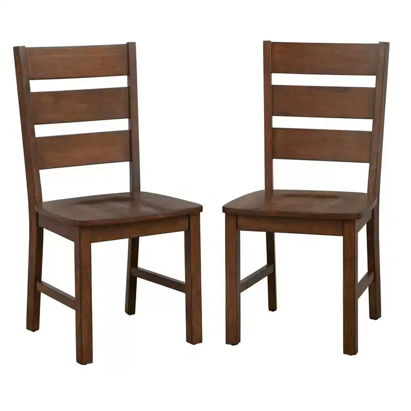 Buylateral Set da pranzo Mandeville 5 pezzi in legno massello con bordo vivo e base a cavalletto, marrone