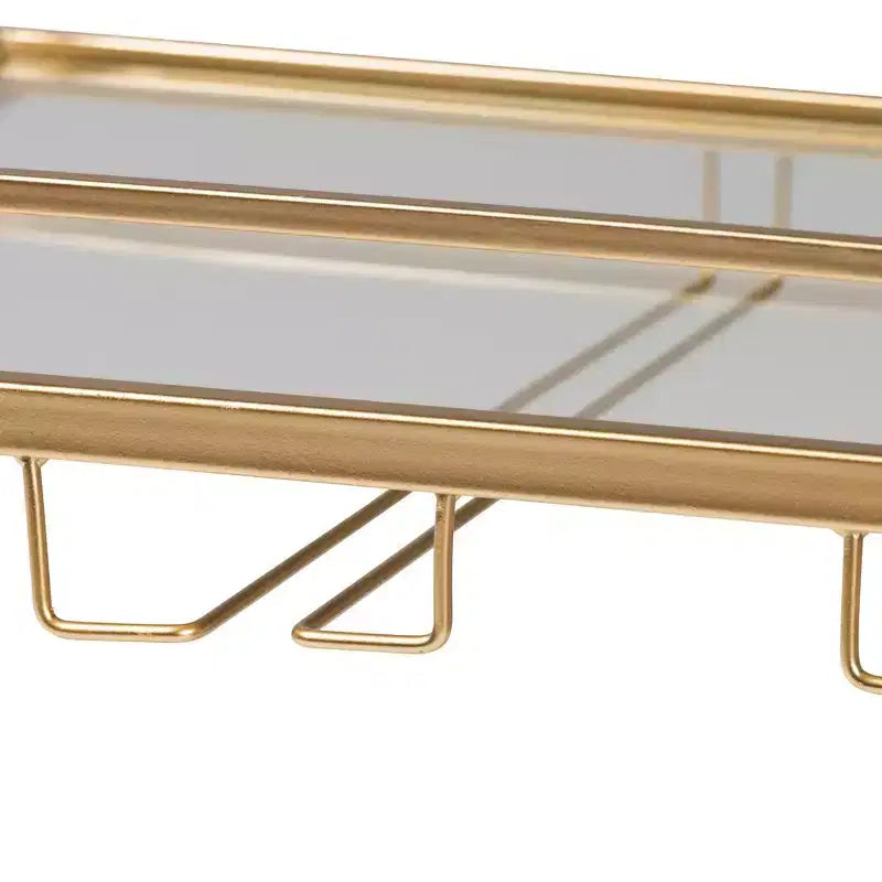 Carrello Portavino Savannah Metallo e Vetro Oro/Trasparente - Baxton Studio