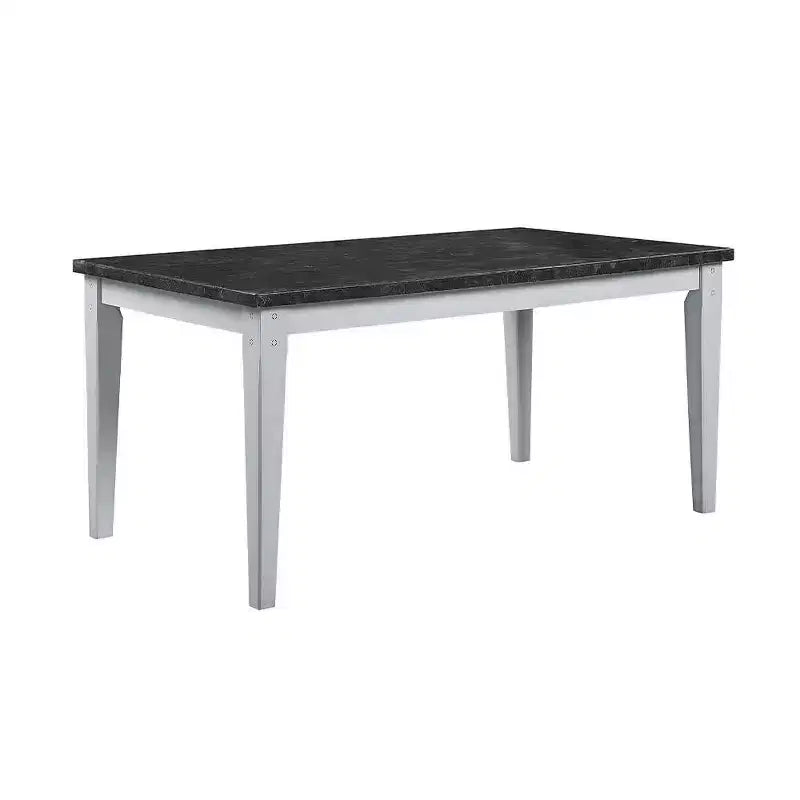 Acme Furniture 64" Lanton Dining Table Marble Antique White Finish