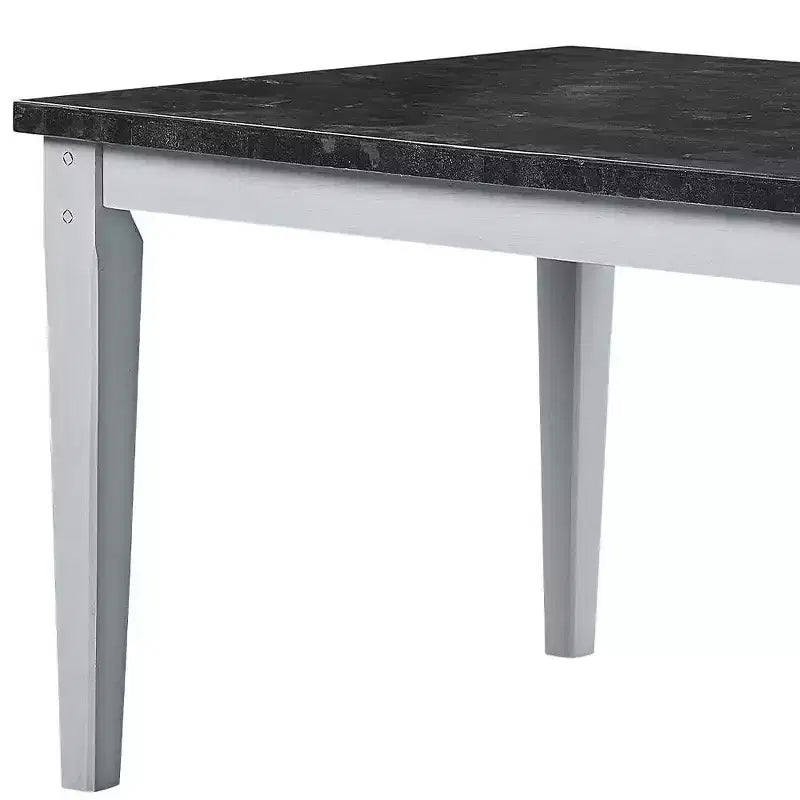 Acme Furniture Tavolo da Pranzo Lanton da 64" con Finitura Anticata Bianca Marmo
