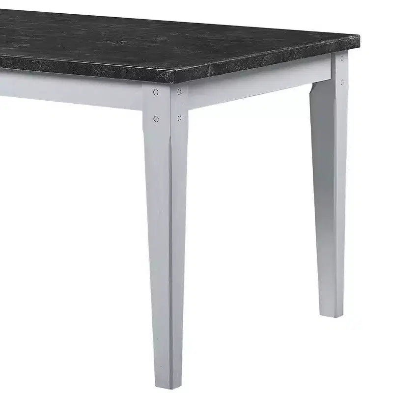 Acme Furniture Tavolo da Pranzo Lanton da 64" con Finitura Anticata Bianca Marmo