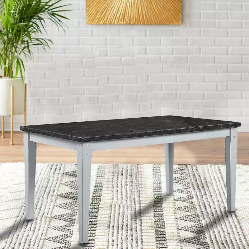 Acme Furniture Tavolo da Pranzo Lanton da 64" con Finitura Anticata Bianca Marmo