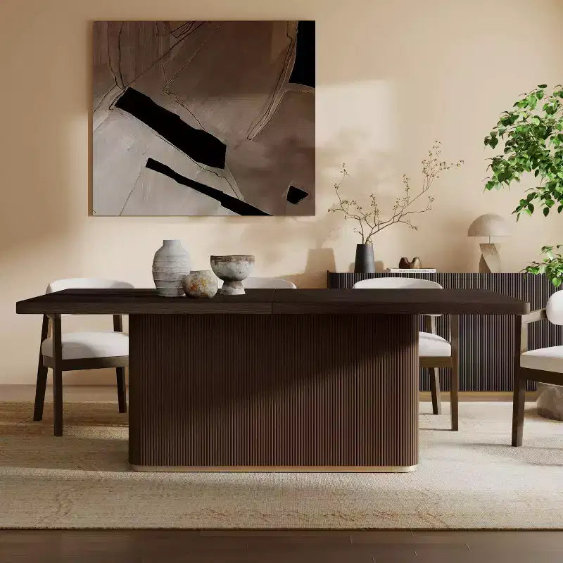 Christopher Knight Home Eloise Moderno Tavolo da Pranzo Rettangolare Sovradimensionato da 8 Posti 84" con Base a Piedistallo Marrone Scuro