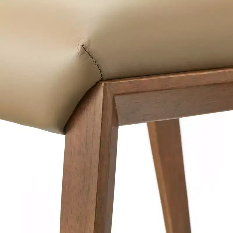 Set da pranzo rotondo moderno Buylateral Nelda 5 pezzi 59" con tavolo effetto legno e sedie da pranzo in pelle color tortora