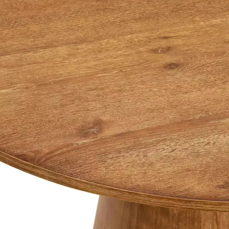 Set da pranzo rotondo moderno Buylateral Nelda 5 pezzi 59" con tavolo effetto legno e sedie da pranzo in pelle color tortora