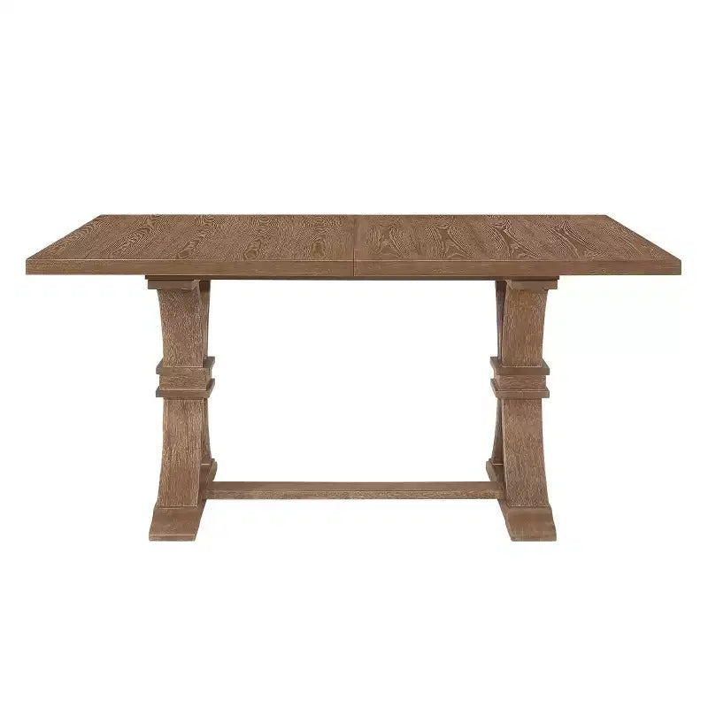 Set da pranzo espandibile Christopher Knight Home 7 pezzi Fernleaf imbottito, marrone naturale/frassino chiaro/tweed beige chiaro