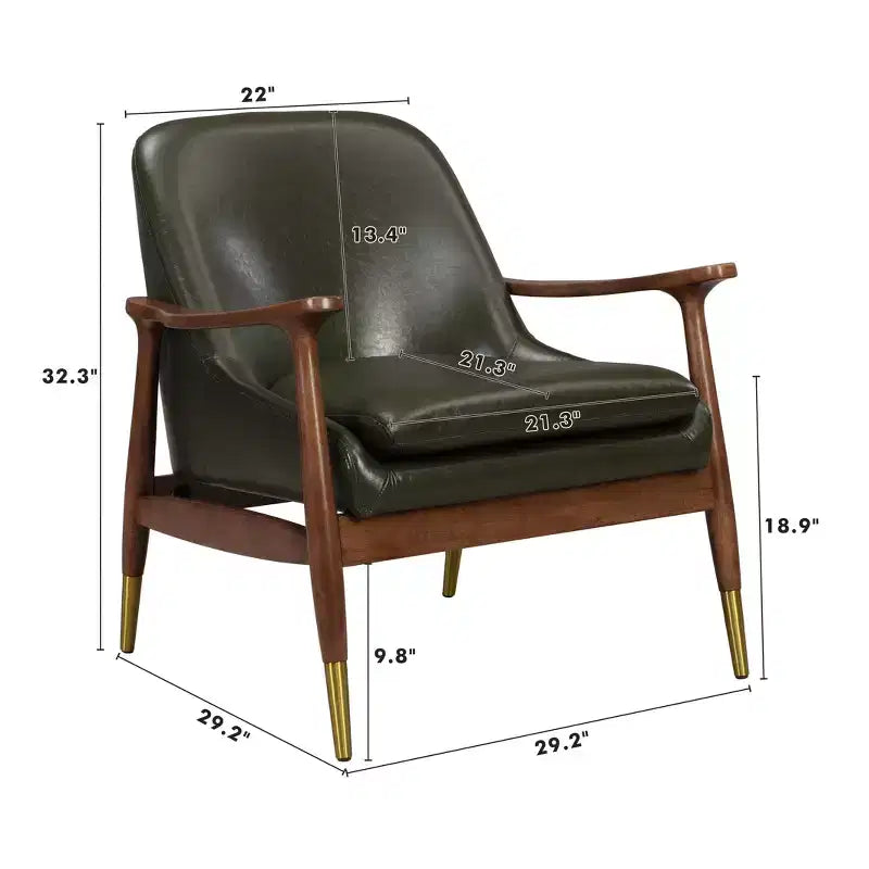 Christopher Knight Home Bella Poltrona d'Appoggio Moderna in Ecopelle e Legno Wasabi Green