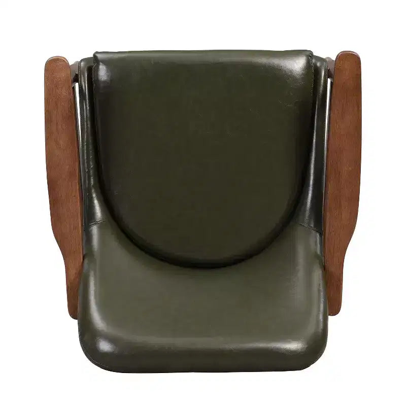 Christopher Knight Home Bella Poltrona d'Appoggio Moderna in Ecopelle e Legno Wasabi Green