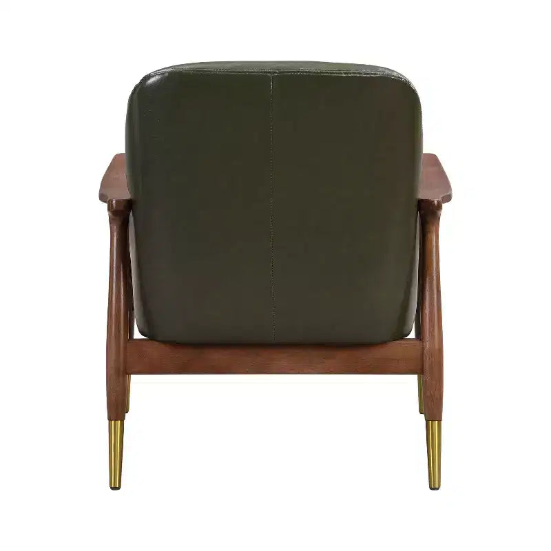Christopher Knight Home Bella Poltrona d'Appoggio Moderna in Ecopelle e Legno Wasabi Green