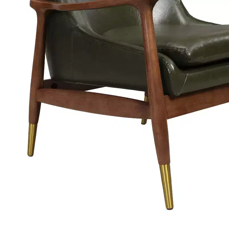 Christopher Knight Home Bella Poltrona d'Appoggio Moderna in Ecopelle e Legno Wasabi Green