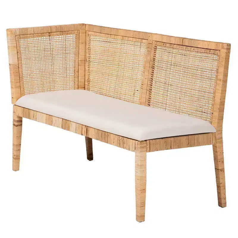 bali & pari Set Panca Rattan Kalimantan 2 pz Miele Chiaro/Bianco: Rivestimento in poliestere, Struttura in compensato