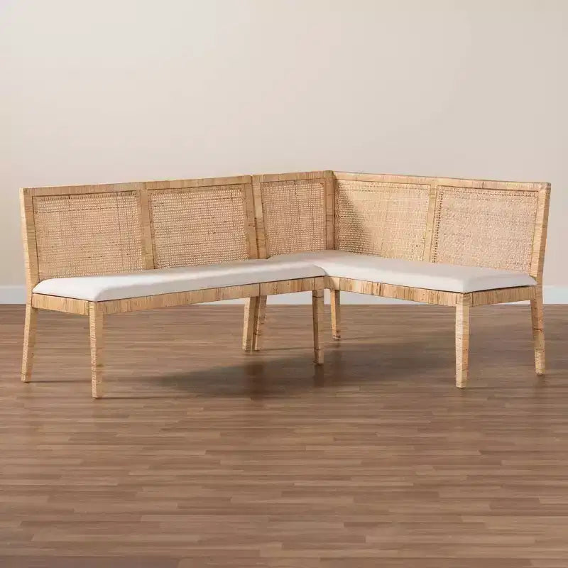 bali & pari Set Panca Rattan Kalimantan 2 pz Miele Chiaro/Bianco: Rivestimento in poliestere, Struttura in compensato