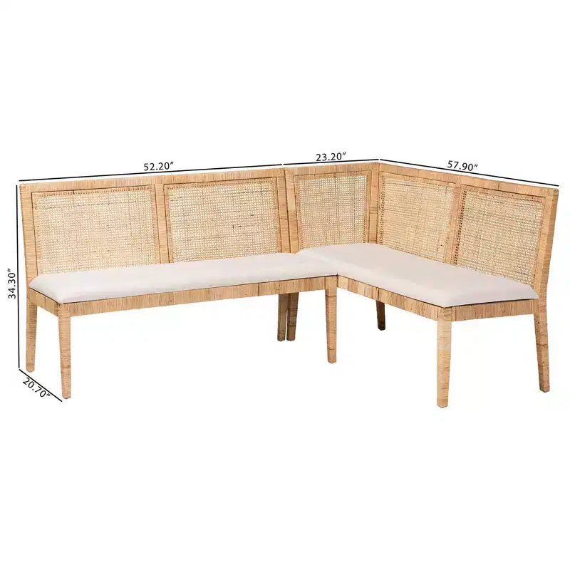 bali & pari Set Panca Rattan Kalimantan 2 pz Miele Chiaro/Bianco: Rivestimento in poliestere, Struttura in compensato
