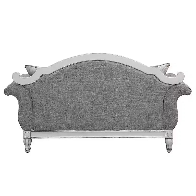 Divano Florian 71" in tessuto grigio e finitura bianco antico - Acme Furniture