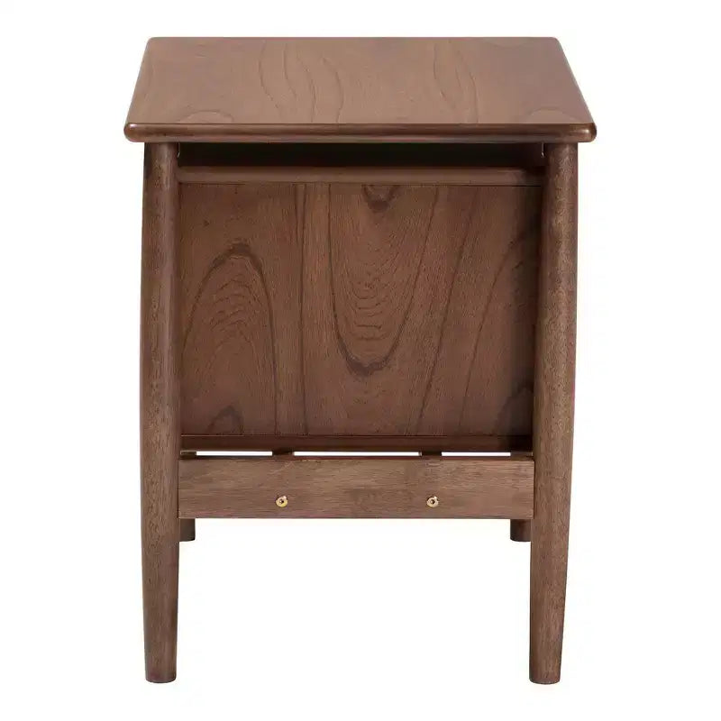Baxton Studio Comodino Alyssa in Legno con 2 Cassetti e Rattan Intrecciato Marrone Noce