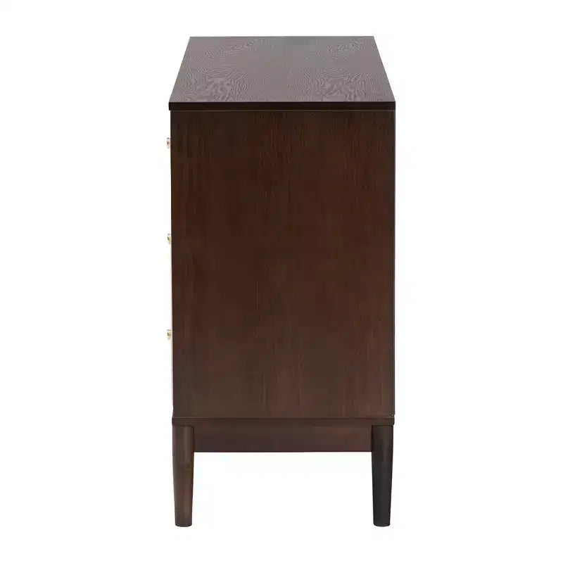 Cassettiera Baxton Studio Nikolai in tessuto e legno a 6 cassetti beige/marrone wengé