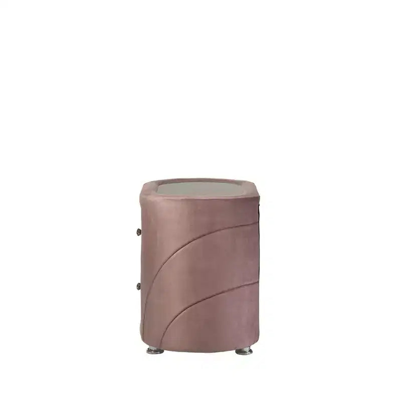 Comodino Salonia 29" in Velluto Rosa - Acme Furniture: Composito di Legno, Nessun Montaggio, Conforme agli Standard di Sicurezza