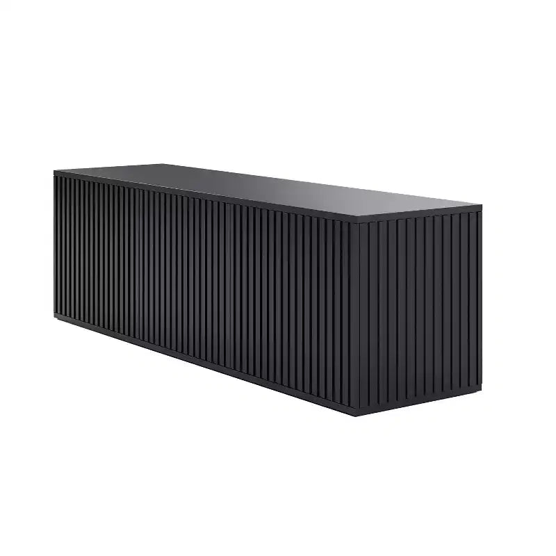 Mobile TV Trelisse di Nexera per TV fino a 60", colore nero: mobile multimediale moderno con ante, in composito di legno