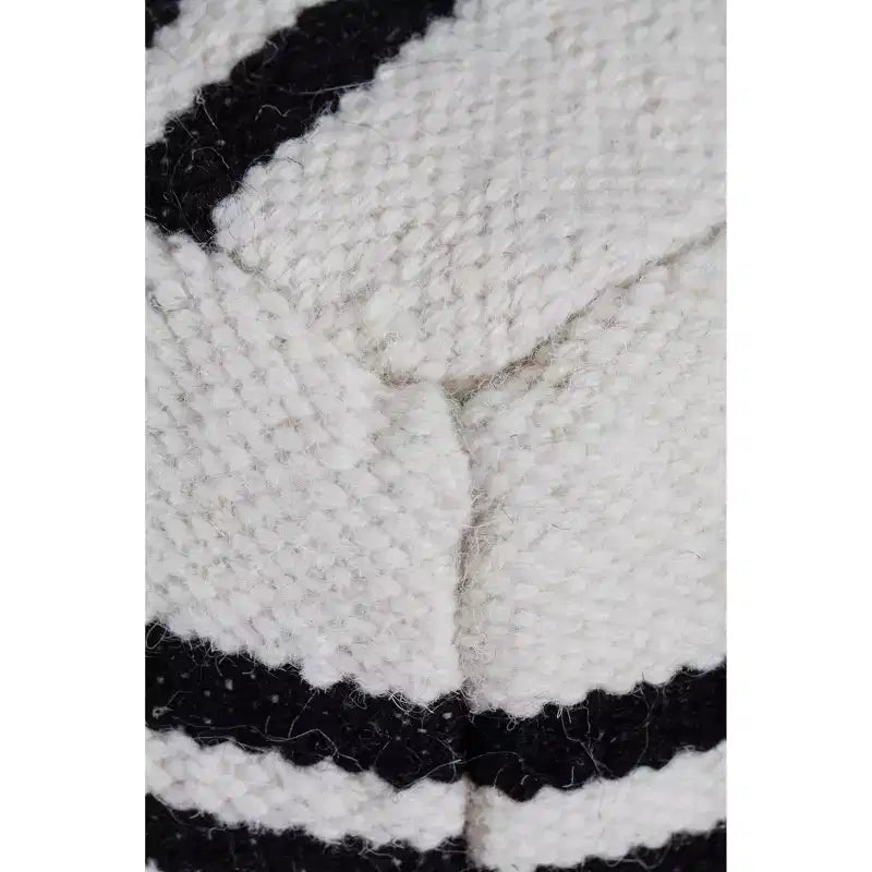 Noir Noor Pouf Nero/Bianco Geometrico - Anji Mountain: Lavorazione Artigianale, Quadrato, Lana e Cotone