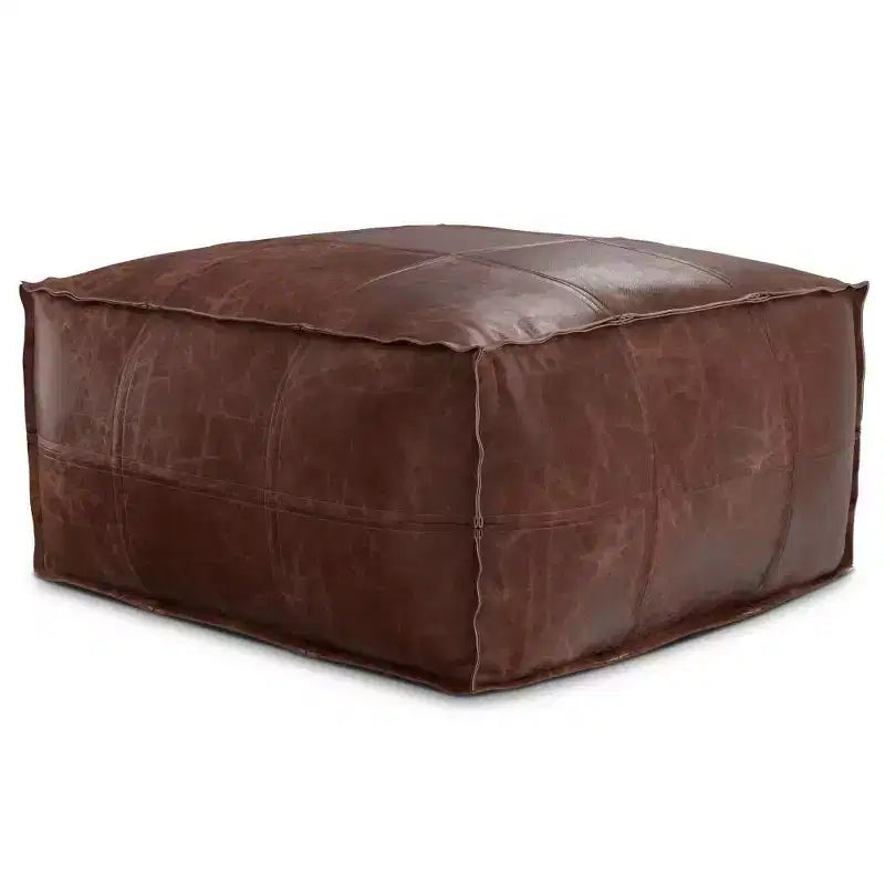 Pouf quadrato Erving marrone anticato - WyndenHall