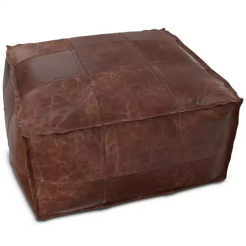 Pouf quadrato Erving marrone anticato - WyndenHall