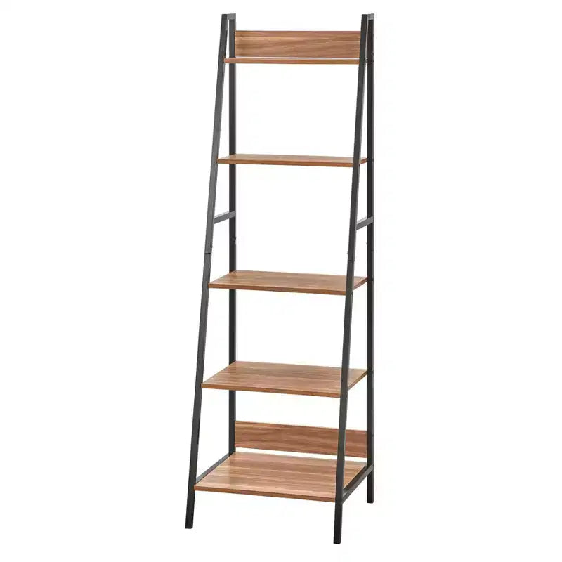 Buylateral Scrivania con Scala Denton 2 pz Noce/Nero: Scrivania con Mensola Inclinata con Vano a Giorno, MDF e Telaio in Metallo