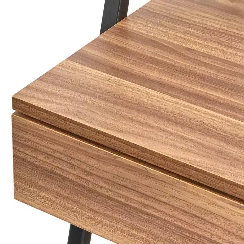 Buylateral Scrivania con Scala Denton 2 pz Noce/Nero: Scrivania con Mensola Inclinata con Vano a Giorno, MDF e Telaio in Metallo
