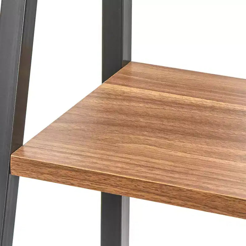 Buylateral Scrivania con Scala Denton 2 pz Noce/Nero: Scrivania con Mensola Inclinata con Vano a Giorno, MDF e Telaio in Metallo