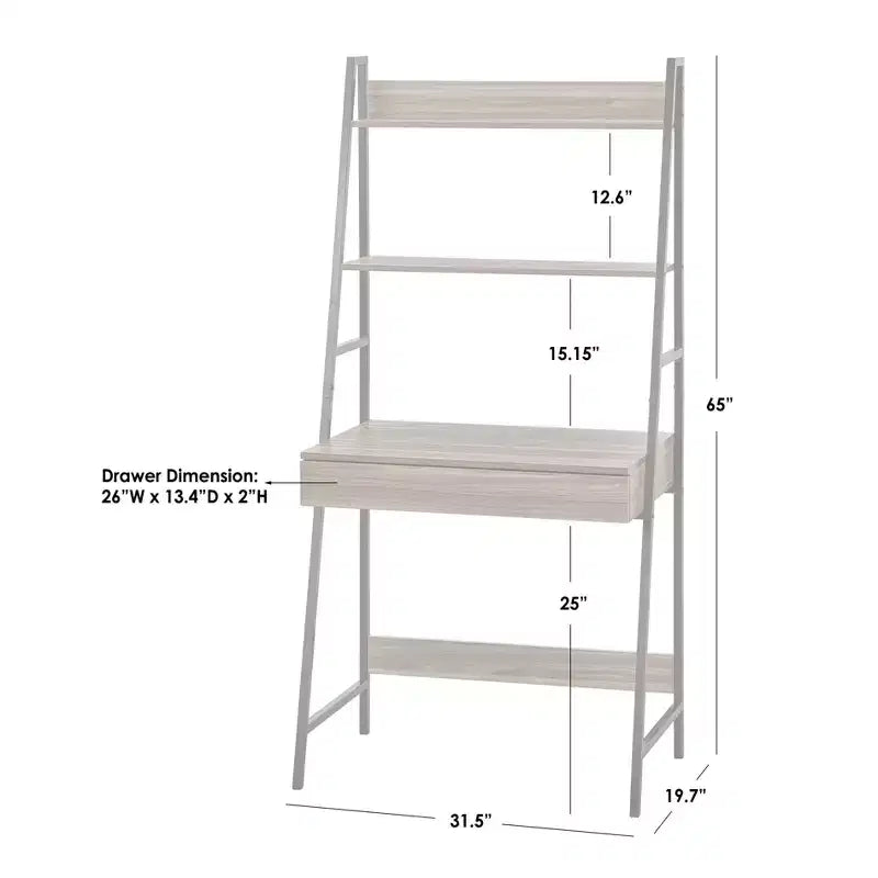 Buylateral Scrivania con Scala Denton 2 pz Noce/Nero: Scrivania con Mensola Inclinata con Vano a Giorno, MDF e Telaio in Metallo