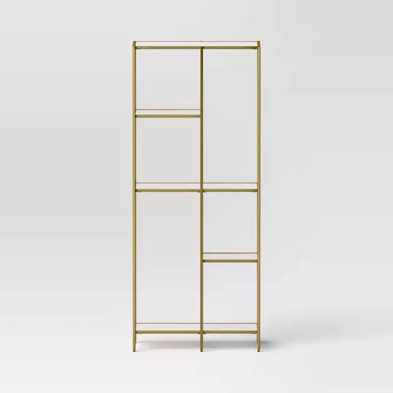 Libreria a 3 ripiani in finto marmo e metallo oro da 72" - Threshold™: contenitore espositore contemporaneo