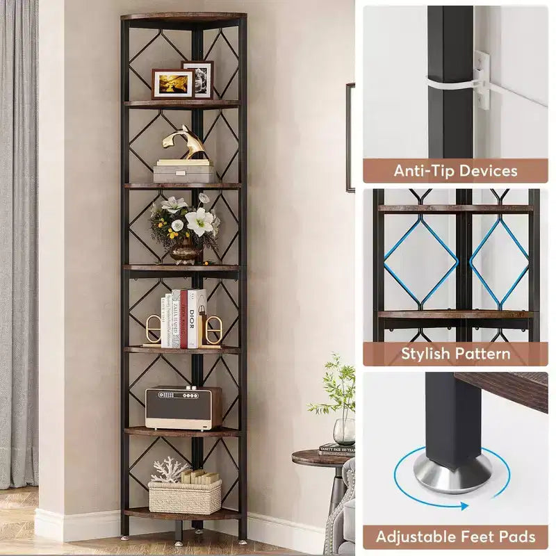 LITTLE TREE Scaffale Libreria a 7 Ripiani 200 cm Marrone/Nero