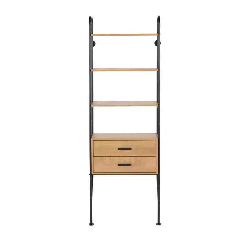 Libreria snella in acciaio/legno da 75" nera/marrone - LumiSource