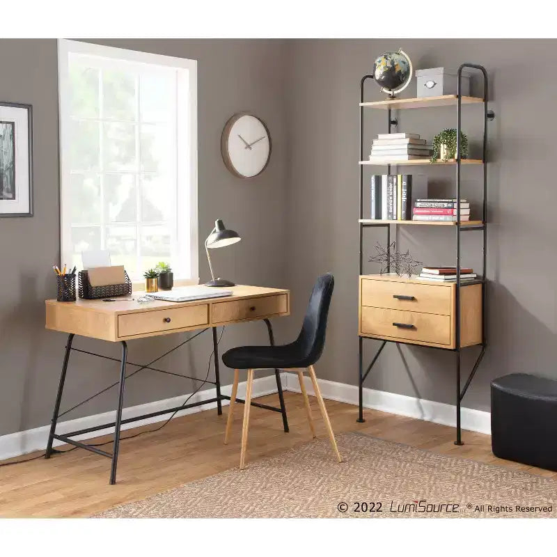 Libreria snella in acciaio/legno da 75" nera/marrone - LumiSource