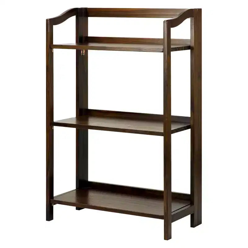 Libreria pieghevole Stratford 36" a 3 ripiani: Flora Home, legno mordenzato, ferramenta in acciaio, anti-ribaltamento
