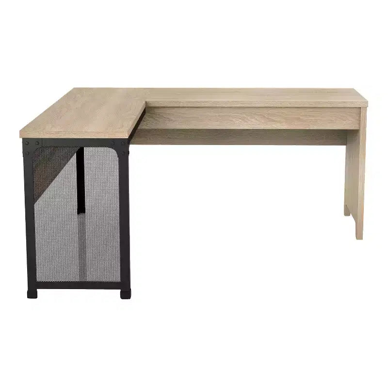 miBasics Scrivania ad L Spiritroam Industriale da 65" con Piano Sollevabile Quercia Naturale: Struttura in Ferro, Superficie in Truciolato