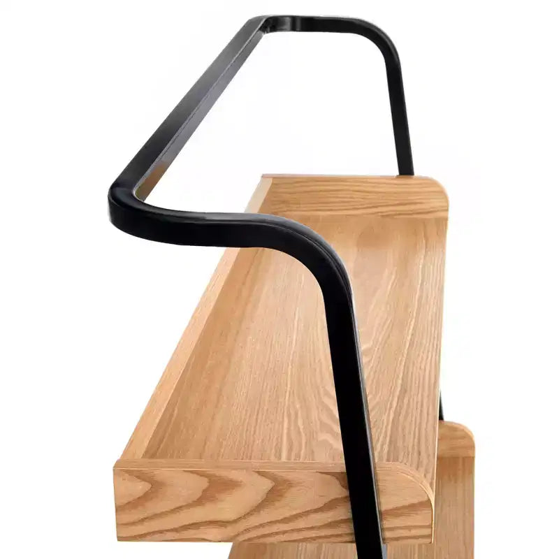 Lifestorey Scrivania Estanier con Scaffali Naturale/Nero: Stile Industriale, Finitura Impiallacciata, Struttura in Metallo, Vano a Giorno