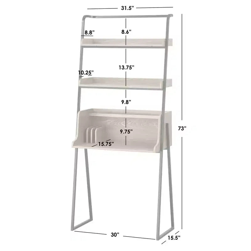 Lifestorey Scrivania Estanier con Scaffali Naturale/Nero: Stile Industriale, Finitura Impiallacciata, Struttura in Metallo, Vano a Giorno