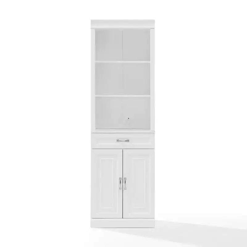 Crosley Libreria portaoggetti 78" Stanton bianca: Design tradizionale stile rustico, 5 ripiani regolabili, Mobiletto