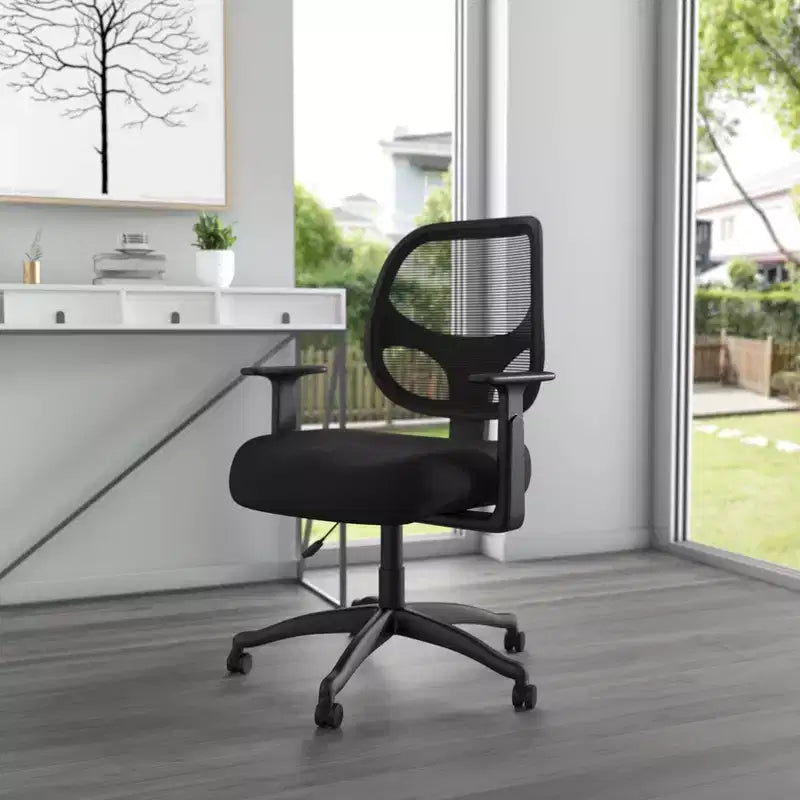 Sedia da Ufficio a Rete di Grado Commerciale con Braccioli a T Neri - Boss Office Products: Ergonomica, Regolabile, Girevole, con Rotelle