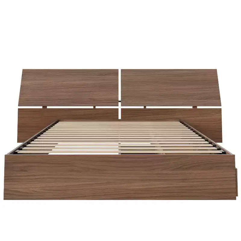 Nexera Set Comodino e Testata Letto Alibi Queen Noce: Mobili Moderni da Camera da Letto con Cassetti Integrati