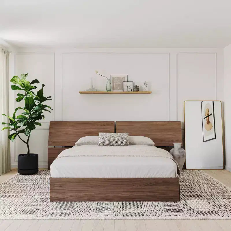 Nexera Set Comodino e Testata Letto Alibi Queen Noce: Mobili Moderni da Camera da Letto con Cassetti Integrati