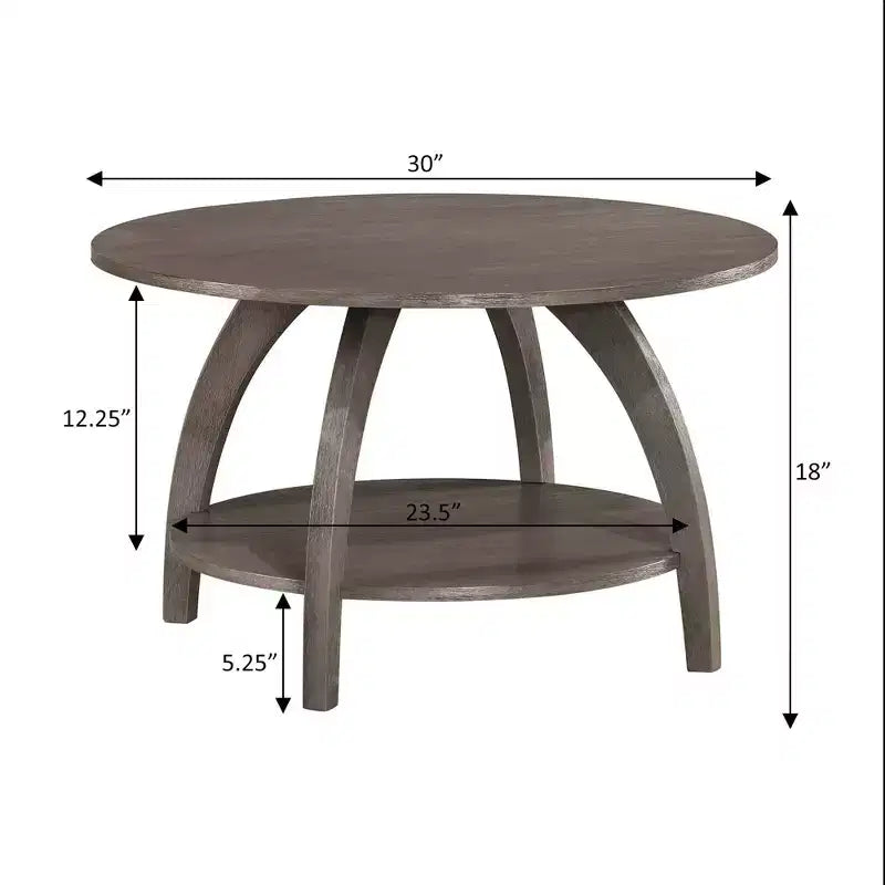 Breighton Home Tavolino da caffè Aldrin con ripiano, grigio scuro spazzolato