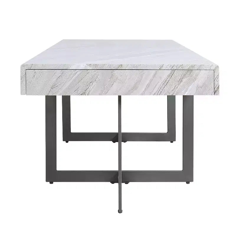 Set 3 tavolini da caffè contemporanei Rohde con cassetti, grigio/metallo color gomma - miBasics
